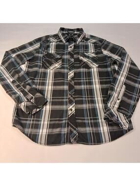 Carbon Classic Fit Multicolor Plaid Flannel Long Sleeve Shirt Men's M